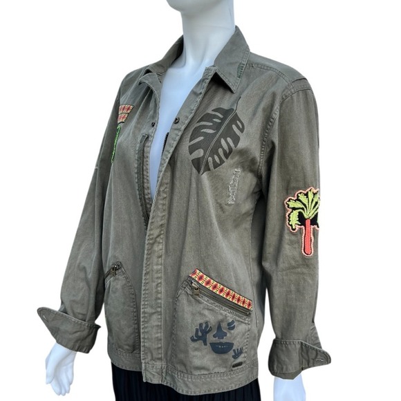 Scotch & Soda Military Jacket Green Patches Japanese Art Grunge Utility Size M - Picture 14 of 17